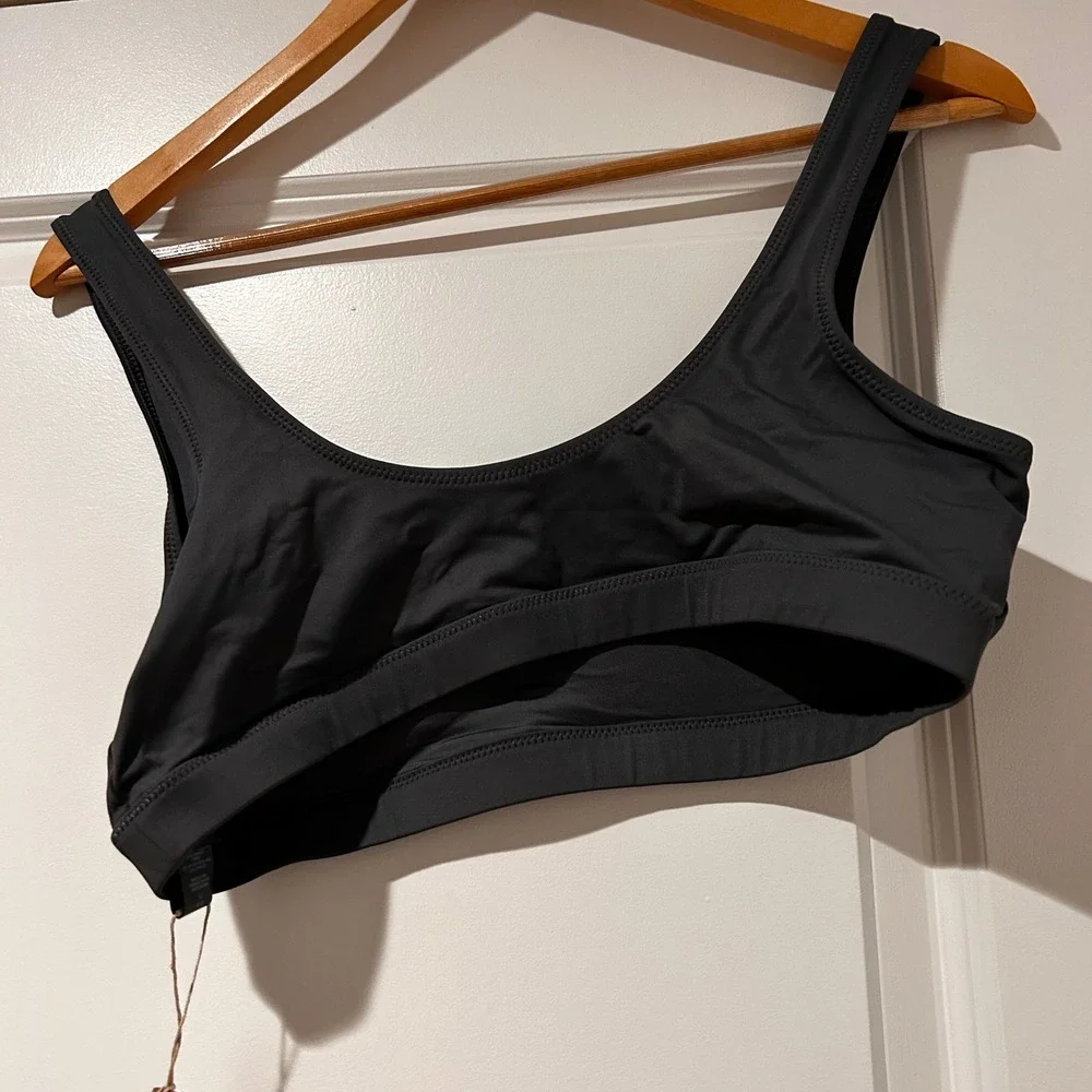 NWT Skims Recycled Swim Tank‎ Bikini Top Women's Large Gunmetal Gray Neutral